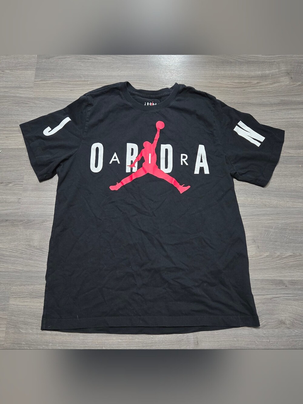 Jordan Black Tee with Red Jumpman and White Lettering